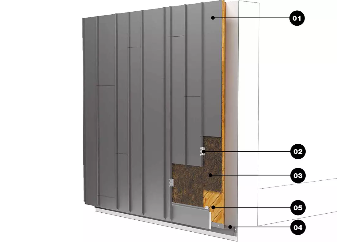 Sistema aggraffato per rivestimenti di facciata